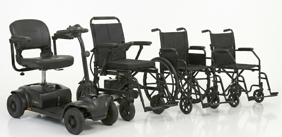 four wheelchairs together